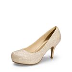 DREAM PAIRS Tiffany Women's New Classic Elegant Versatile Low Stiletto Heel Dress Platform Pumps Shoes Gold Size 8.5