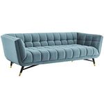 LexMod Adept Upholstered Velvet Sofa in Sea Blue, Blue