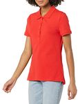 Amazon Essentials Women's Short-Sleeve Polo Shirt (Available in Plus Size), Bright Poppy Red, X-Large