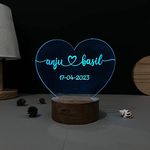 WOWOOD Wood Anniversary Gift For Couple Wedding Gift Lamp Love LED Night Light (Heart Design Multicolor)