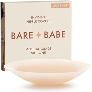 Bare Babe Reusable Silicone Nipple Covers - Waterproof, Nude, 4 Shades - Sticky Breast Stickers for Strapless Dress (Creme)