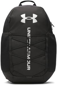Under Armour Unisex Hustle Sport 6.0 Backpack, (001) Black / Black / Metallic Silver, One Size Fits Most