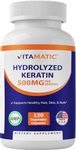 Vitamatic Hydrolyzed Keratin 500mg per Serving - 120 Vegetarian Capsules - Keratin Supplements for Healthy Hair Skin & Nails for Adults