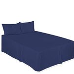 ARLINENS Luxury Plain Dyed Poly Cotton Platform Base Valance Sheet in Following Colours and Sizes (SINGLE, NAVY BLUE)