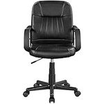 Yaheetech Office Chair Faux Leather Adjustable Swivel Desk Chair Executive Chair Gas Lift Armchair on Wheels Black