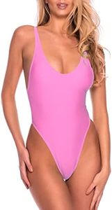 RELLECIGA Women's Fuchsia High Cut Low Back One Piece Swimwear Bathing Suits Size Small