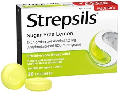 Strepsils Sugar Free Sore Throat Lozenges Pain Relief, Double Antibacterial, Lemon, 36 Pack