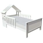 Little Partners Lil' House Kids Bed, Solid Wood Home-Shaped Toddler Bed with Rails, Bed for Kids with Two Safety Guards, Easy Access Low-to-Ground Modern Design (Soft White)
