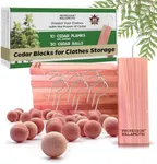 Cedar Blocks and Balls for Clothes Storage 40 Pack – Stop Clothes Damage - 10 Fresh Cedar Planks and Hangers Plus 30 Cedar Balls to Protect Your Clothes