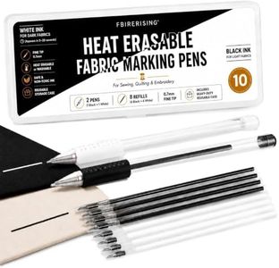 Fbirerising Heat Erasable Fabric Marking Pens Kit, Black & White Fabric Pens with 8 Refills and Reusable Storage Case, 0.7mm Heat Vanishing Markers for Sewing Quilting Embroidery