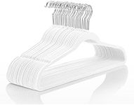MIZGI Premium Velvet Hangers (50 Pack) Heavyduty - Non Slip Felt Hangers - Velvet Suit Hangers White - Chrome Hooks,Space Saving Clothes Hangers