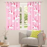 Girls Unicorn Curtain Kids Dreamy Horse Printed Blackout Curtain(30%-50%) for Baby Girl Bedroom Cute Pink Magical Animal Decor Darkening Curtain Star Rainbow Window Drapes (2 Panels, 52 x 90 Inch)