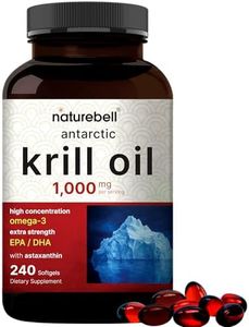 NatureBell Antarctic Krill Oil 1000mg Supplement, 240 Softgels, Natural Source of Omega-3s, EPA, DHA and Astaxanthin - No Aftertaste - Support Heart Health, Mercury Free & Non-GMO