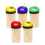 Wooden Toothpicks Wooden Cocktail Teeth Cleaner Wood Dental Sticks Wooden Sticks Pickup Fruits Cherry Cheese Parties Sticks Floss Picks Food Sticks Flossers Bamboo Skewers Cocktail Sticks (Pack of 5)