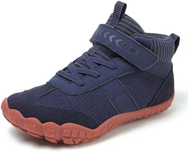 KUBUA Kids Barefoot Shoes Boys Girls High Top Minimalist Zero Drop Sneakers for Tennis Walking Hiking Athletic Blue 1 Big Kid