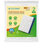 TICONN 2PK Plastic Mattress Bag for Moving Storage, Waterproof Mattress Protector Cover, Heavy-Duty Mattress Moving Supplies (4 mil, Queen)