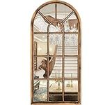 DEENZ 35X71Cm Arched Window Wall Mirror, Brushed Copper/Bronze, Room Decoration Ideas New Eye Catching Design