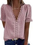 FARYSAYS Womens V Neck Short Sleeve