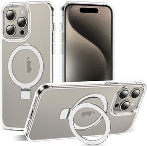 SKYLMW Compatible with iPhone 15 Pro Max Case with Invisible Magnetic O-Ring Stand Military-Grade Transparent Phone Case for iPhone 15 ProMax 6.7" [Compatible with Mag-Safe][Great Grip Feeling],Clear