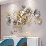 ASH Metal Wall Clock Floral Design-Silent Wall Clock Multicolour Wall Decor Clock for Living Room, Bedroom, Home Decoration Size:36X2X26 Inches.