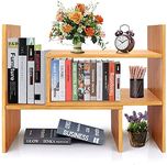 Callas Adjustable Wood Desktop Storage Organizer Display Shelf Rack | Spice Rack | Counter Top Bookcase Book Shelf | Home Décor Display & Storage Rack Cabinet Unit | BS-1-Brown