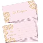 Outus 50 Pieces Blank Gift Certificates Cards Vouchers Blank Cards Coupon Card for Business Beauty Salon Restaurant Wedding Bridal Birthday Holder, 3.5 x 7 Inch(Pink)