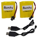 Blomiky 2 Pack 3.6V 700mAh AA Nicd Rechargeable Battery Pack with SM-2P 2 Pin Plug and USB Charger Cable for SY-E571 RC Excavator RC Cars 3.6V Battery and USB 2