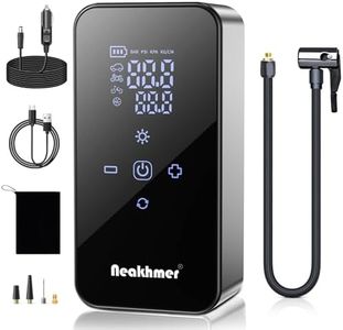 Tyre Inflator Portable Air Compressor: 150 PSI Bicycle Pump with 6000 mAh Battery - 12 V Mini Air Compressor with Tyre Pressure Gauge for Car Motorcycle and Bicycle Tyres