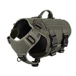 ICEFANG GN3 Tactical Dog Harness with 6X Buckle,Dog Molle Vest with Handle,3/4 Body Coverage,Hook and Loop Panel for ID Patch,No Pulling Front Clip (L (28"-35" Girth), Ranger Green)