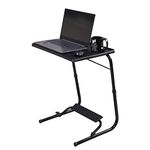 TABLE MAGIC Alloy Steel-Laptop Table Mat Finish,Lapdesk,Utility Table,Multipurpose Table,Table With Footrest,Height Adjustable Table,Work At Home Table,Study Table(Tm Footrest-Black,Large),53 Cm