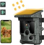 Solar Trail Camera 46MP 4K 30FPS, WiFi Bluetooth Hunting Game Camera with Night Vision Motion Activated 0.1s Trigger Time IP66 Waterproof for Wildlife Monitoring