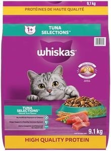 WHISKAS Adult Dry Cat Food - Tuna Selections Flavour, 9.1 kg Bag