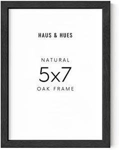 HAUS AND HUES Black 5x7 Picture Frame - Set of 1 5x7 Photo Frame, 5x7 Frames for Pictures, 5 by 7 Picture Frame Wood, 5 x 7 Frame Decor, Wall Frames 5x7, Art 5x7 Frame Black (Black Oak Frame)