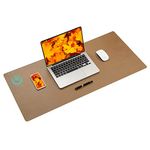 Firelison Wireless Charging Mouse Pad 2 in 1 Leather Multifunctional Office Desk Pad with Non-Slip Rubber Base, Waterproof Desk pad for Computers/Office /Work/Home/Decor（ 32" x 16"Buff - L）