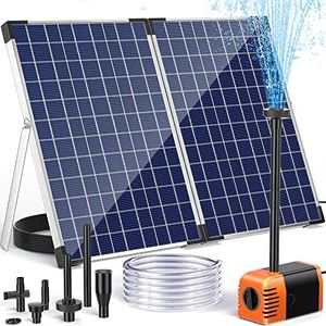 POPOSOAP Solar Fountain Pump Outdoor, 35W Solar Powered Water Pump with Foldable Solar Panel, 480GPH Adjustable Flow Rate Solar Pump Kit for Garden Fish Pond Waterfall Hydroponics Pool (35W-Ora2)