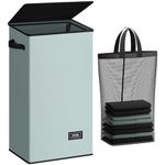 SOLEDI Laundry Basket with Lid 100L Large Laundry Hamper, Washing Baskets for Laundry with Inner Bag and Handles - Foldable Laundry Baskets for Bedrooms - Dirty Clothes Laundry Bin (Light Grey-100L)