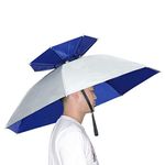 Vi Fishing Umbrella Hat Folding Sun Rain Cap Adjustable Multifunction Outdoor Headwear (Upgraded Silver/Blue)