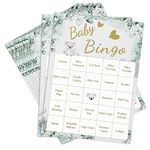 Baby Shower Bingo Game Eucalyptus Foliage Edition, 20 Players Baby Bingo Cards for Kids Baby Shower, Reveal Party Games Favors Supplies Decorations Souvenirs Gift