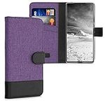 kwmobile Wallet Case Compatible with Google Pixel 6 - Case Fabric and Faux Leather Phone Flip Cover - Violet/Black