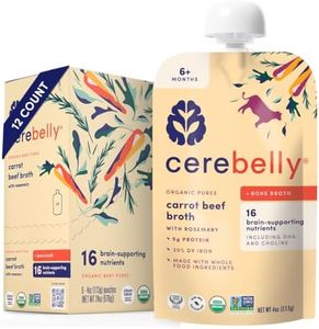 Cerebelly Organic Carrot Rosemary & Beef Bone Broth Puree | 6+ Stage 1 2 Months Baby Food Pouches | Non-GMO, Tested for Heavy Metals | Protein, Healthy Fats, 16 Nutrients | 4 Oz Pouch (12 Pack)