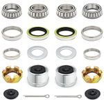 2 Sets Trailer Axle Bearing Kits L68149 L44649 Bearing Kits, 171255TB Grease Seals, Spindle Nuts, 1.98" Trailer Dust Caps and Rubber Plugs, Cotter Pins, Washers for 3500 LB #84 Spindle