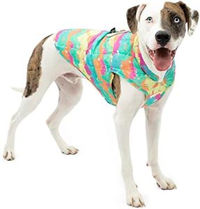 Kurgo Loft Dog Jacket - Reversible Cozy Coat for Outdoor Adventures - Water Resistant - Athletic Fit - Machine Washable Fabric - Reflective Dog Gear - Medium - Watercolor Stripe
