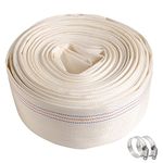 QuQuyi 2" x 62 FT Heavy Duty Reinforced PVC Swimming Pool Backwash Hose, General Purpose Lay-Flat Water Discharge Pipe for Water Transfer Applications, White