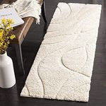 iesu Modern Shaggy Carpets Polyester Bedside Runner Soft Rug Hall Offices Kitchens Bedroom Bedroom Kids Room Floor Home Decor (White, 2X5 Feet)