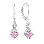 Starnny Women's Earrings,925 Sterling Silver Infinity Hoop Earrings with October Birthstone Tourmaline Color 3A Cubic Zirconia Dangle & Drop Earrings Jewellery for Women