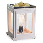 CANDLE WARMERS ETC. Edison Style Illumination Fragrance Warmer- Light-Up Warmer for Warming Scented Candle Wax Melts and Tarts or Essential Oils to Freshen Room, Weathered Wood