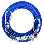 Dog Tie Out Cable, Dog Runner for Yard, Dog Leash for Large Dogs Heavy Duty, 30/50ft Dog Leads for Yard, Rust-Proof Tie Out Cable, Dog Chains for Outside, Yard, Camping (Blue, 30FT)