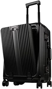SOMODE Airline Approved Carry On Luggage with Spinner Wheels,Aluminum Framed Carry On Suitcase with Front Open Laptop Compartment/Pocket 22×14×9 inch Large Checked-in Luggage, Black, Carry-on Luggage 20inch, Front Opening Luggage With Usb Charging Port, Double Spinner Spinner Wheels