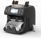 MUNBYN 2-Pocket Money Counter Machine Mixed Denomination, Money Sorter, Built-in Printer, Sort on DENOM/FACE/ORI, Value Counting, 2 CIS/UV/MG/IR Counterfeit Detection, Touch Screen, 2Y Protection