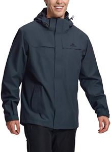 Pioneer Camp Hooded Rain Jacket for Men Lightweight Waterproof Hiking Shell with 3 Pockets Outdoor Windbreaker Coat